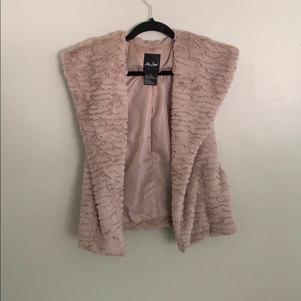Faux blush fur vest